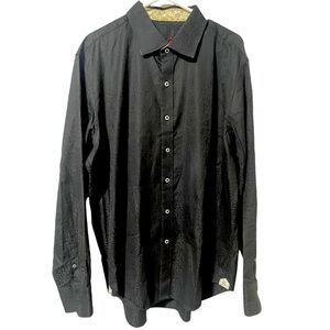 Robert Graham Brocade Paisley Subtle Black on Black Button Down Shirt